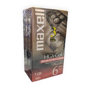 3-Pack Maxell HGX-Gold Premium High Grade T-120 Blank VHS Tapes - Sealed